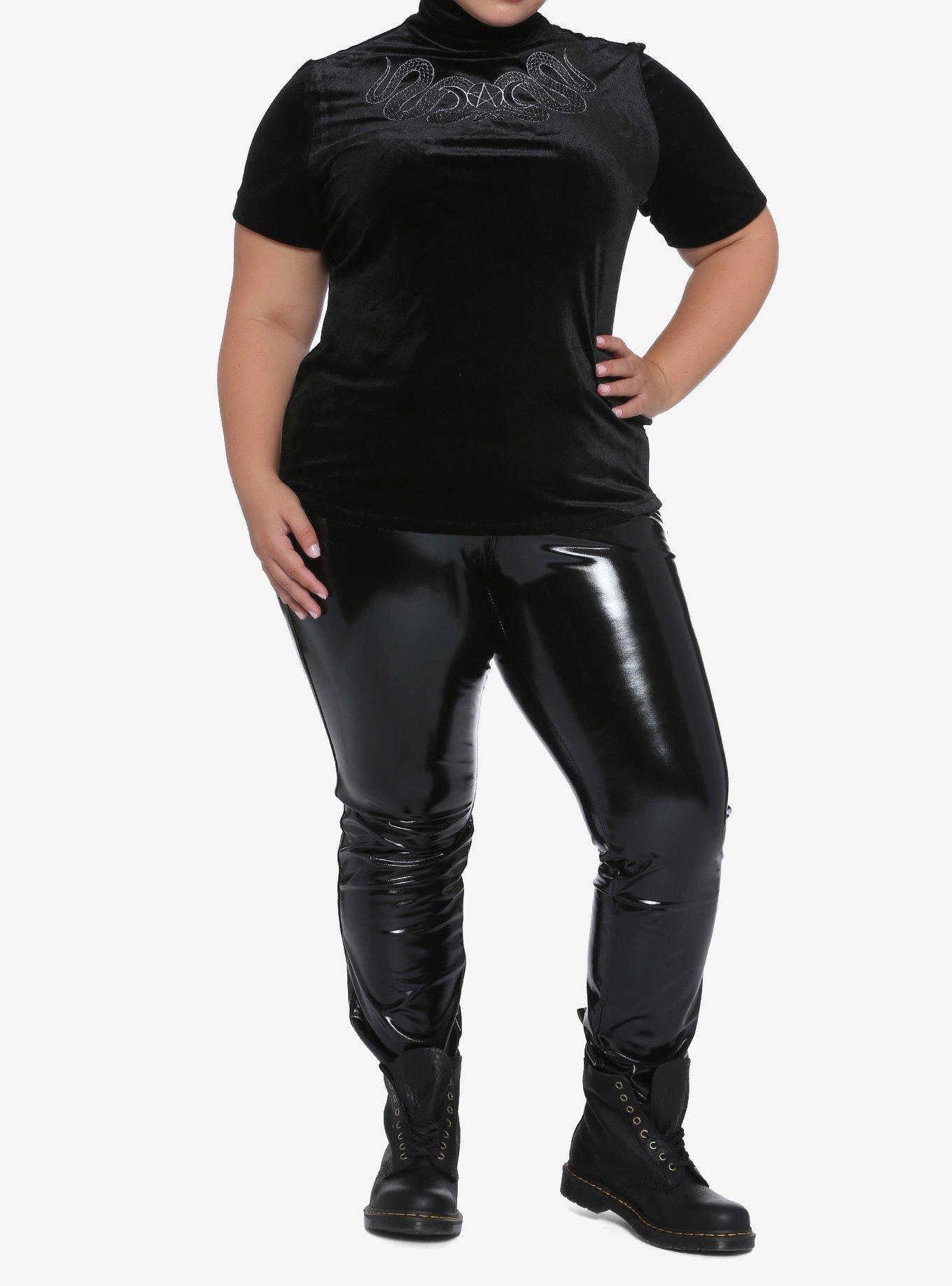 The Craft Snake Pentagram Velvet Mock Neck Girls Top Plus Size, BLACK, alternate