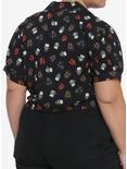 Universal Monsters Tie-Front Girls Woven Button-Up Plus Size, BLACK, alternate