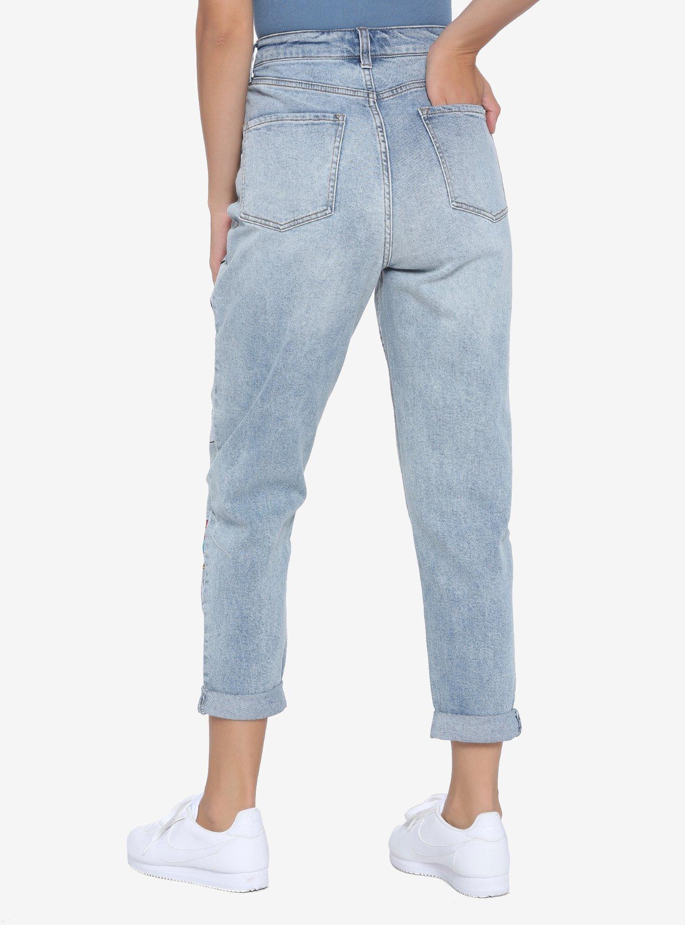 Disney The Sensational Six Embroidered Mom Jeans, MULTI, alternate