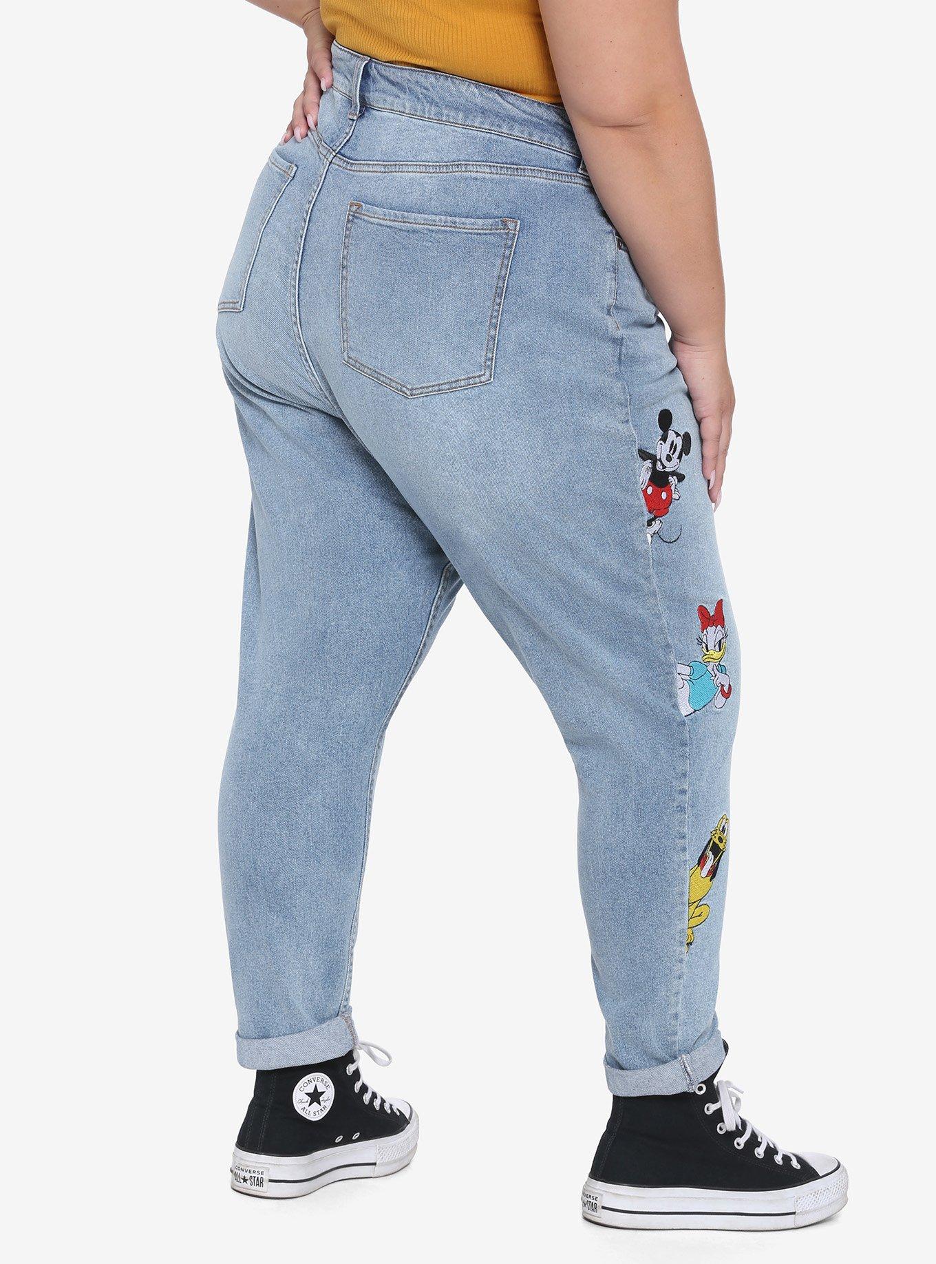 Disney The Sensational Six Embroidered Mom Jeans Plus Size, MULTI, alternate