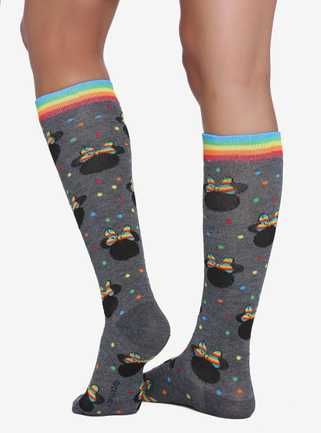 Disney Minnie Mouse Rainbow Knee-High Socks, , alternate - view 2