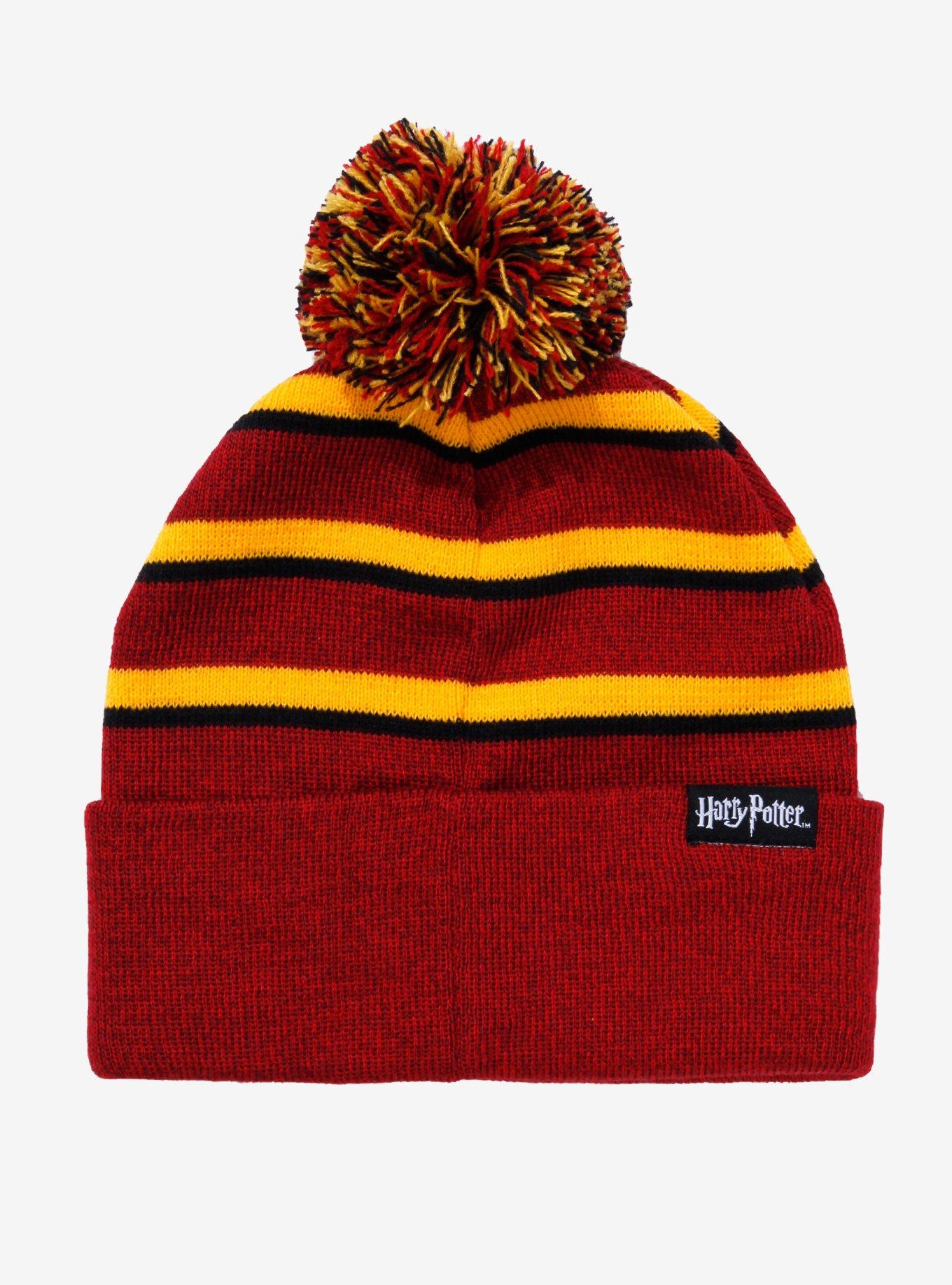 Harry Potter Gryffindor Striped Pom Cuff Beanie - BoxLunch Exclusive, , alternate
