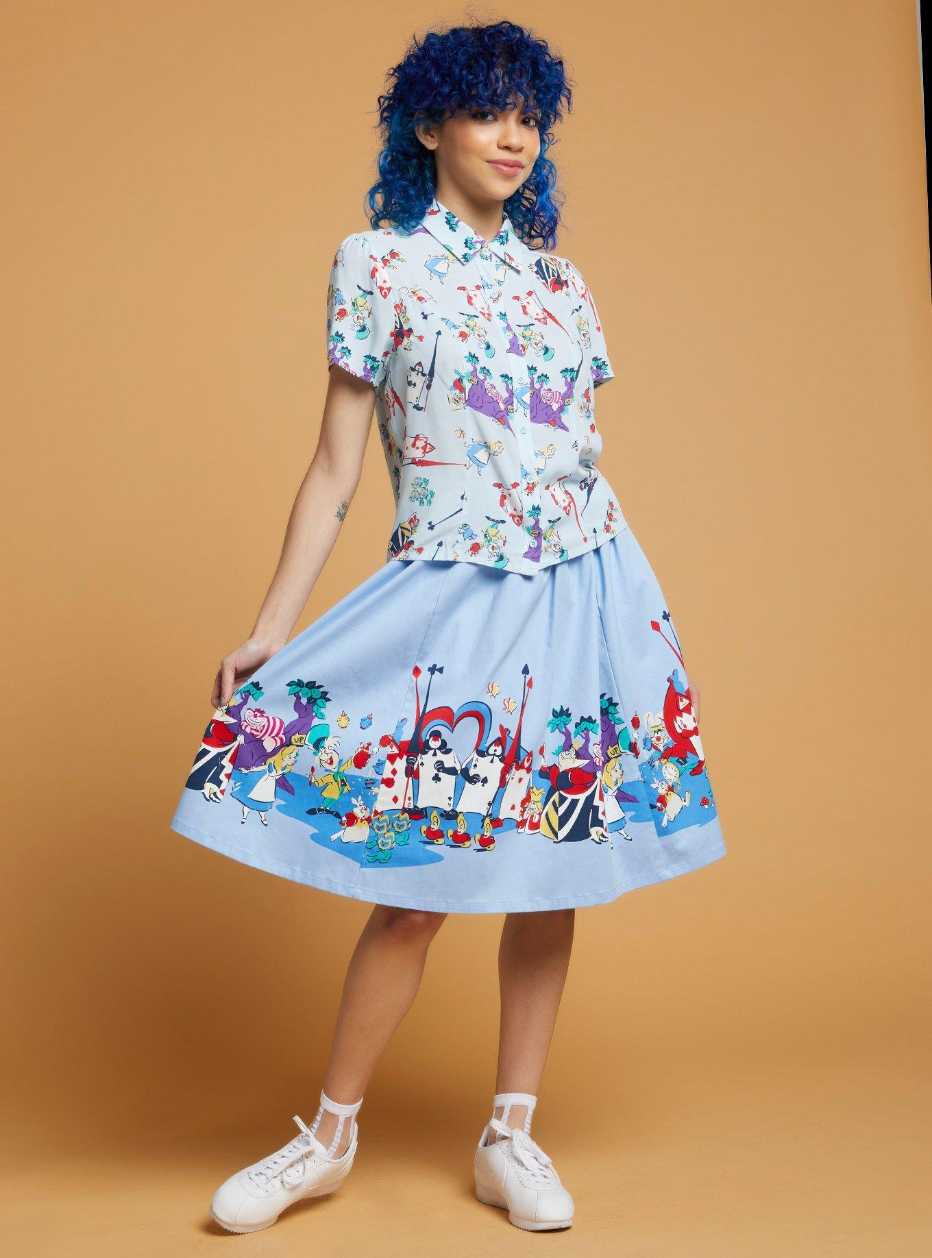 Her Universe Disney Alice In Wonderland Woven Button-Up, MULTI, alternate