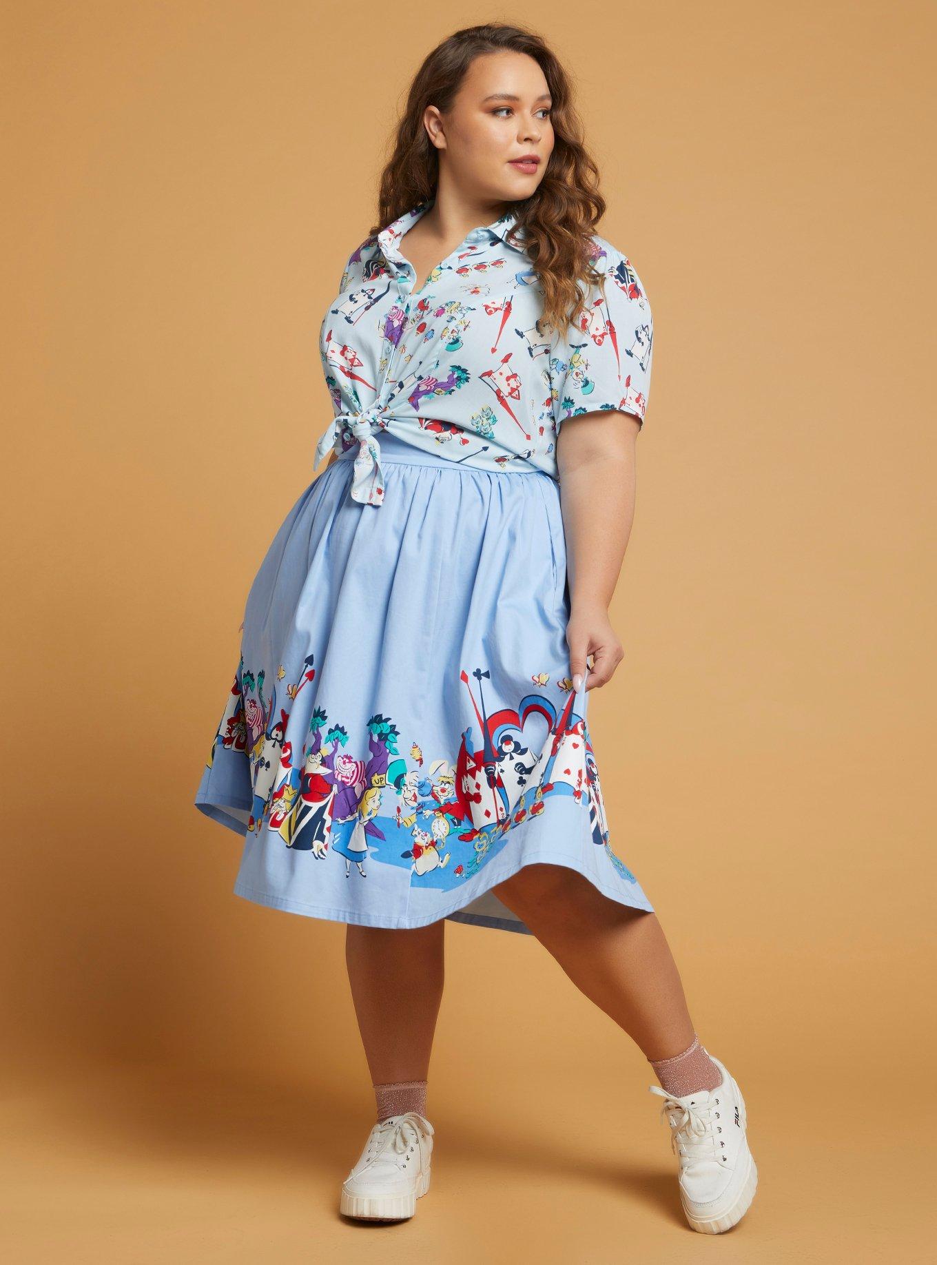 Her Universe Disney Alice In Wonderland Skirt Plus Size, BLUE  WHITE, alternate