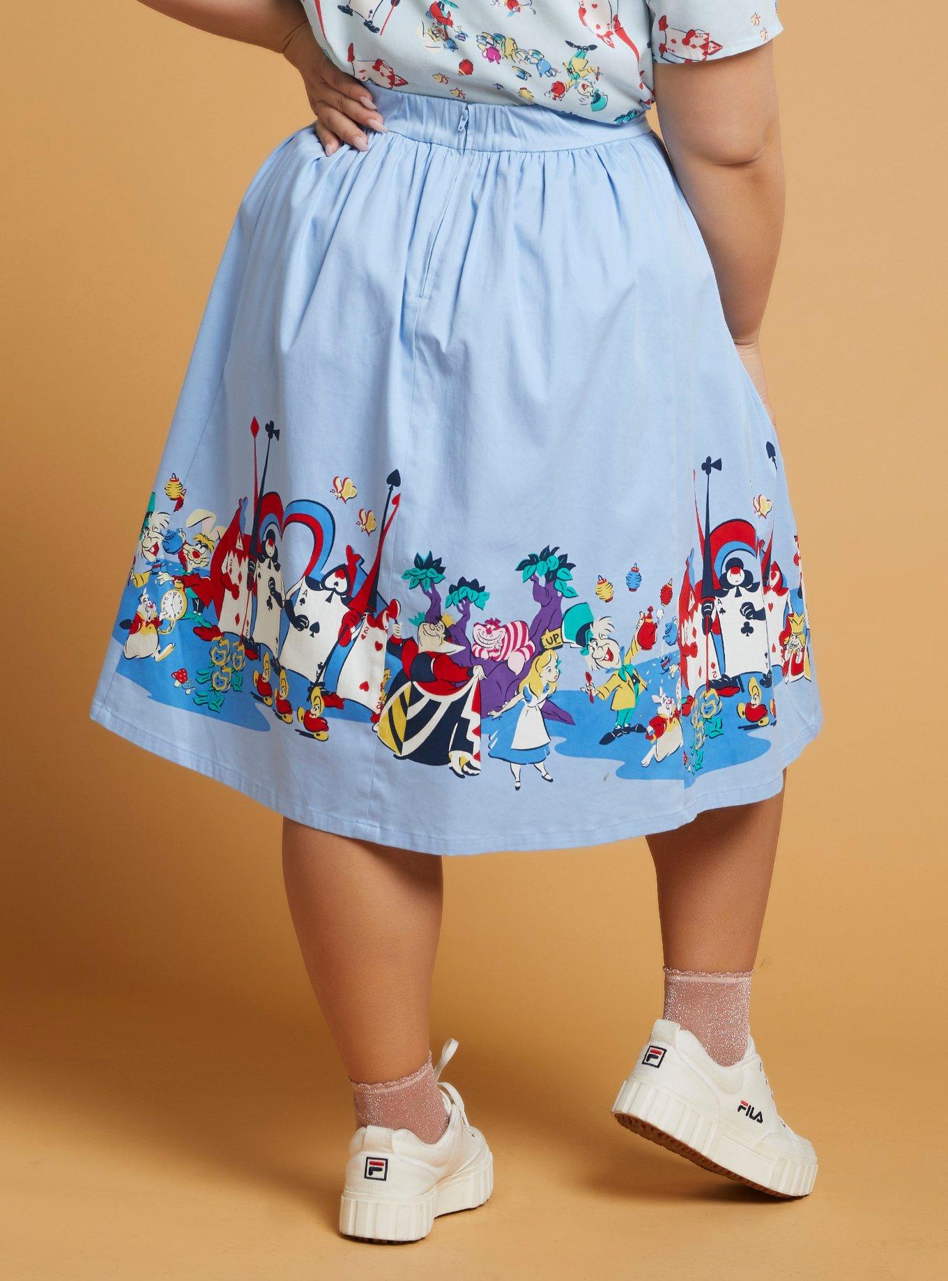 Her Universe Disney Alice In Wonderland Skirt Plus Size, BLUE  WHITE, alternate
