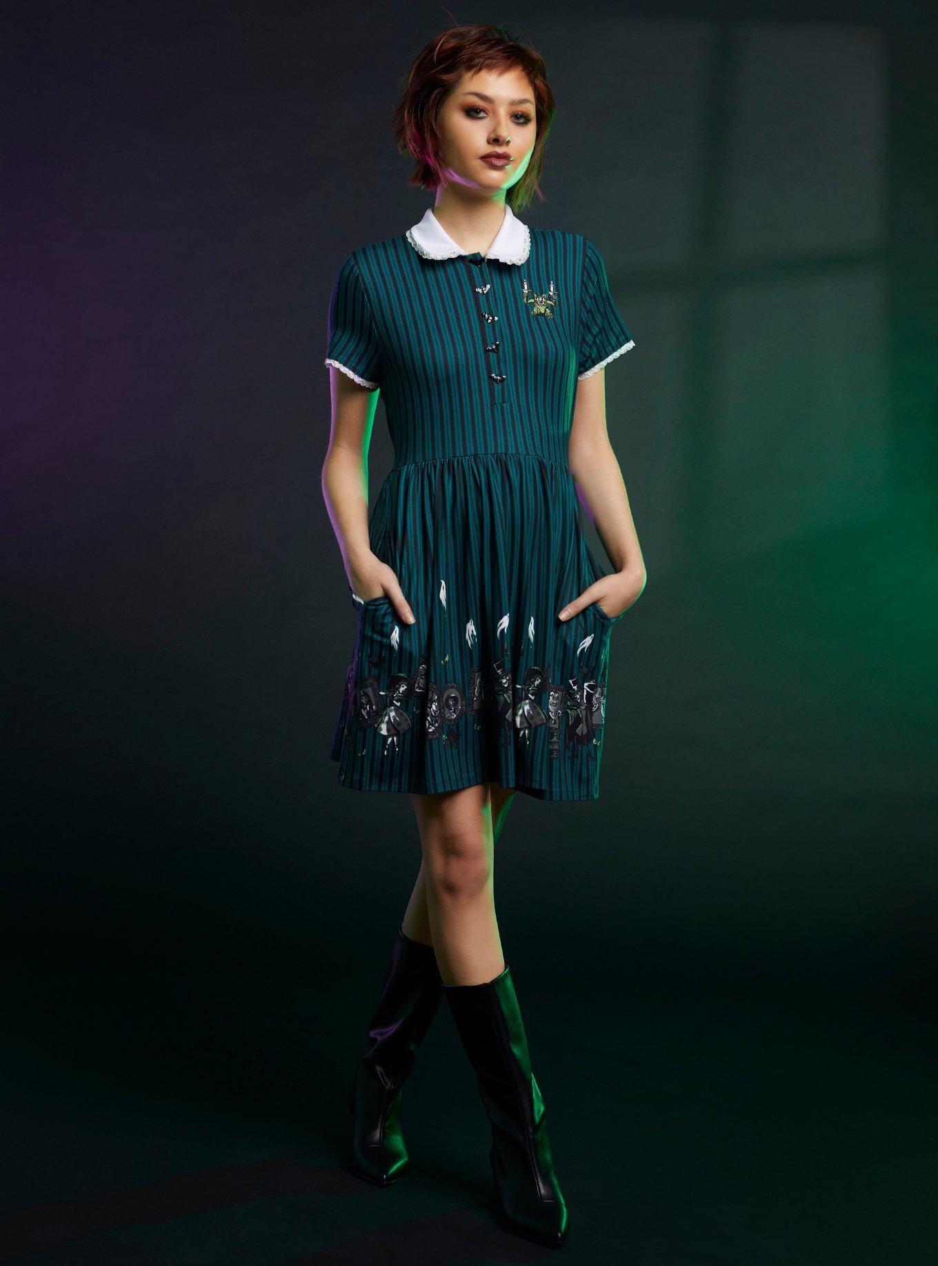 Her Universe Disney The Haunted Mansion Icons Stripe Collar Dress, MULTI, alternate
