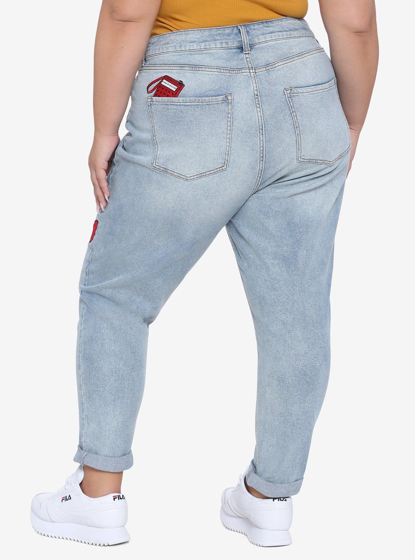 Her Universe Studio Ghibli Kiki's Delivery Service Embroidered Mom Jeans Plus Size, MULTI, alternate