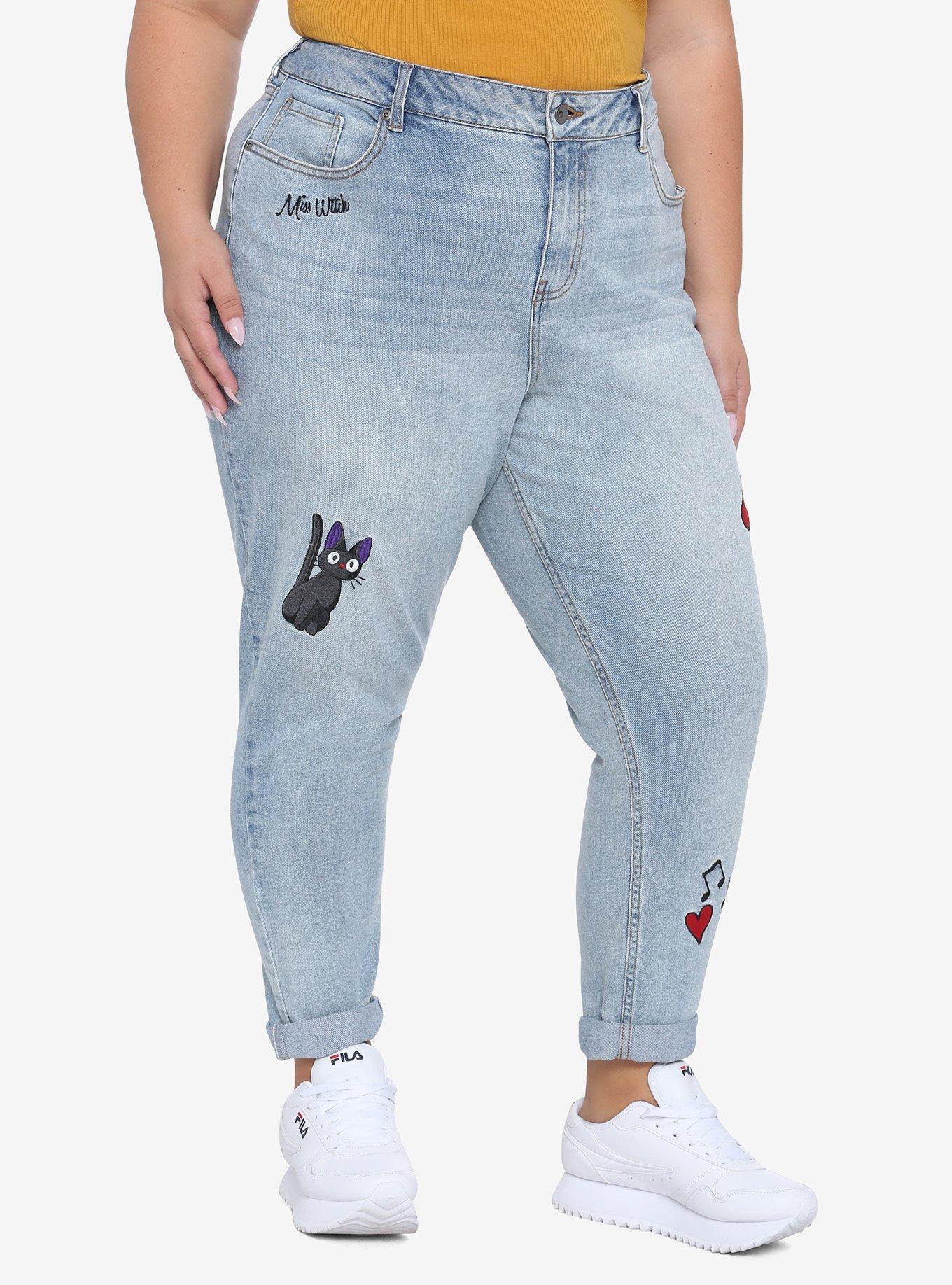 Her Universe Studio Ghibli Kiki's Delivery Service Embroidered Mom Jeans Plus Size, MULTI, alternate
