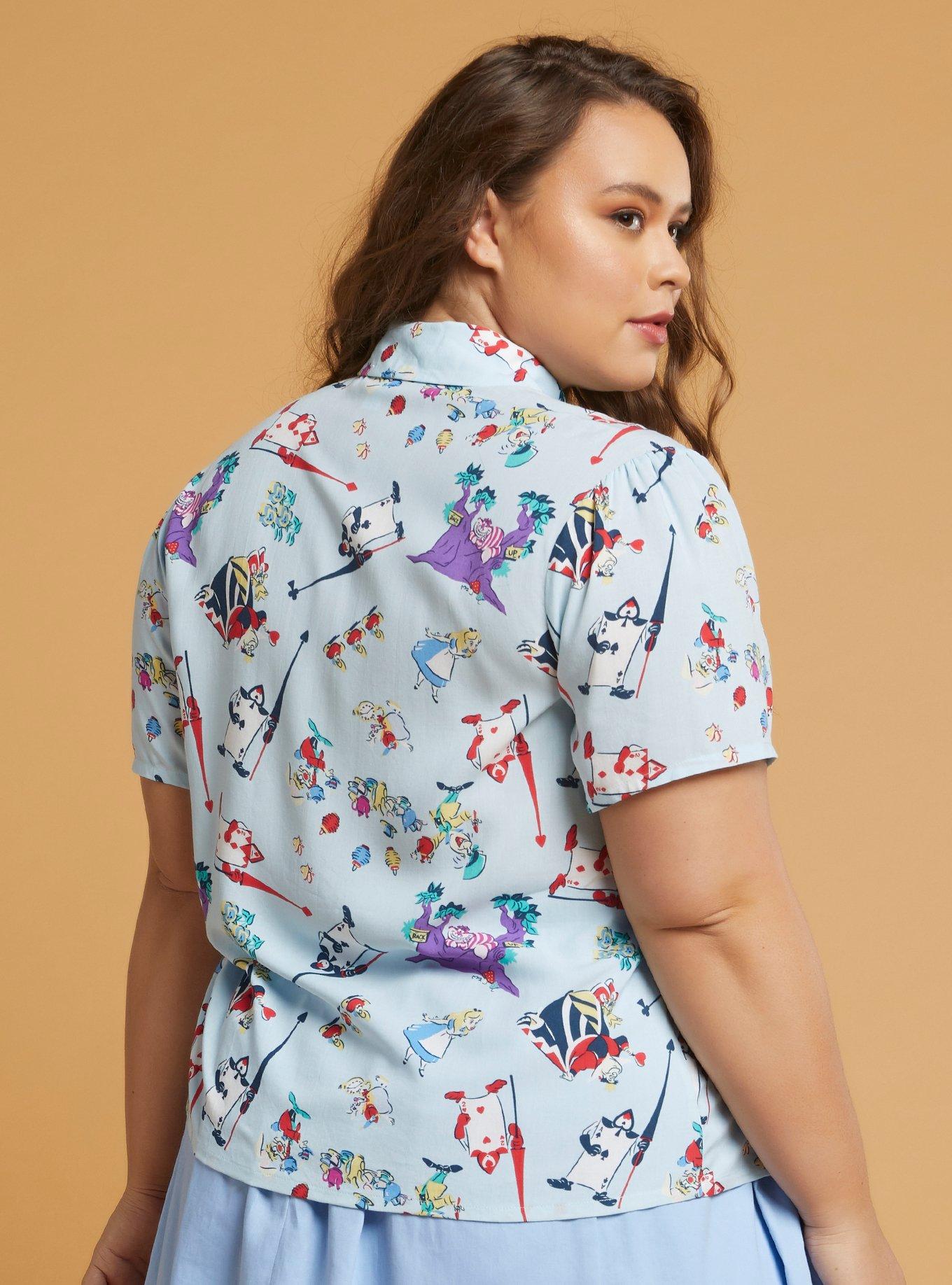 Her Universe Disney Alice In Wonderland Woven Button-Up Plus Size, MULTI, alternate