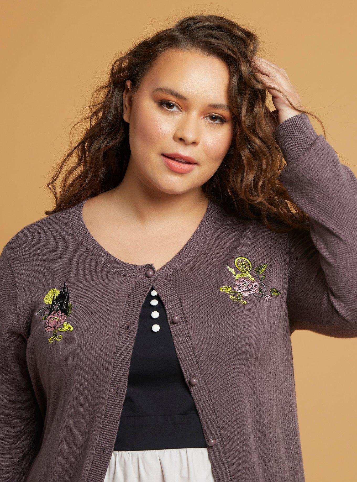 Her Universe Disney Sleeping Beauty Embroidered Crop Cardigan Plus Size, MULTI, alternate