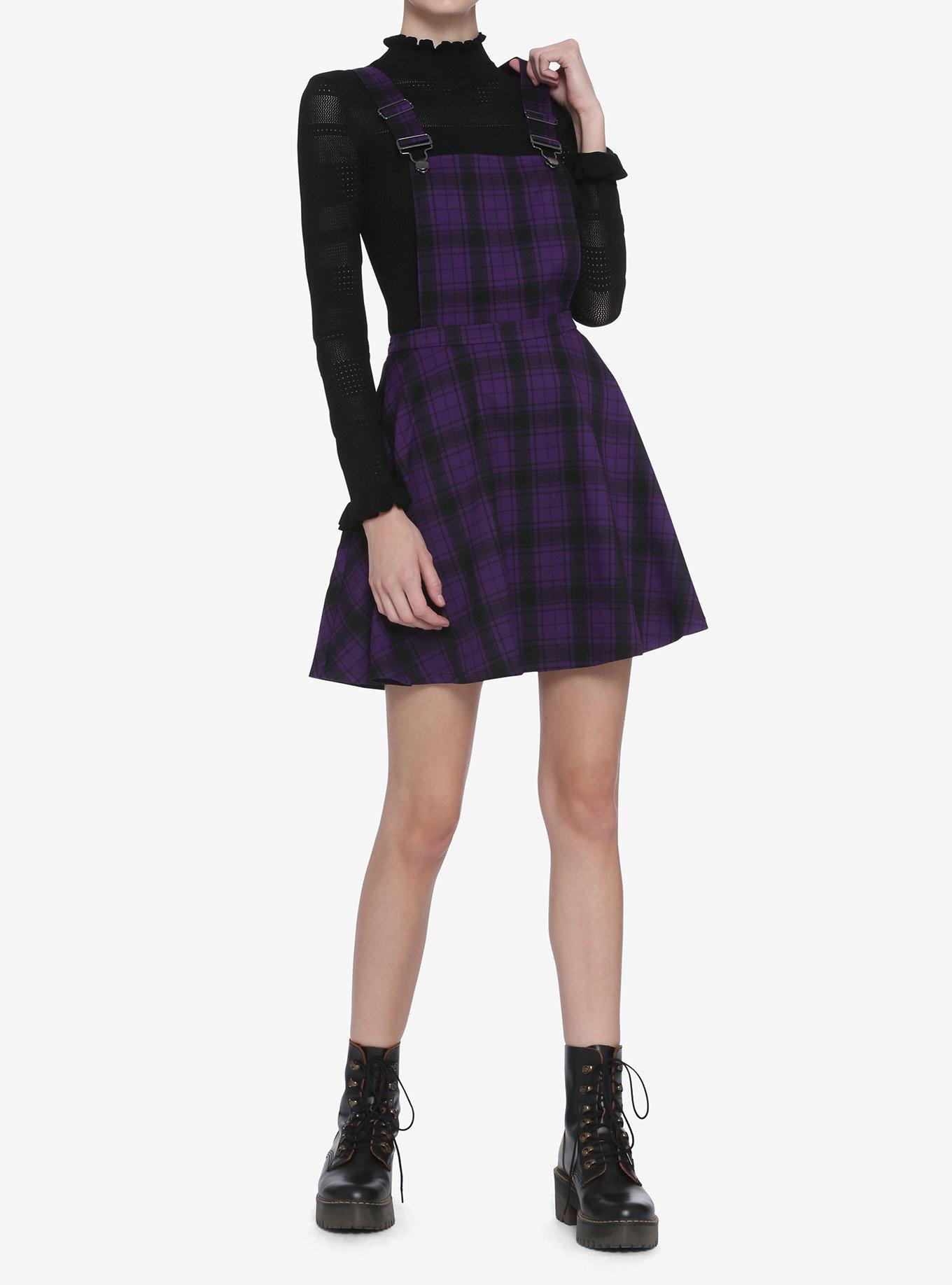 Black & Purple Plaid Skirtall, PLAID - PURPLE, alternate