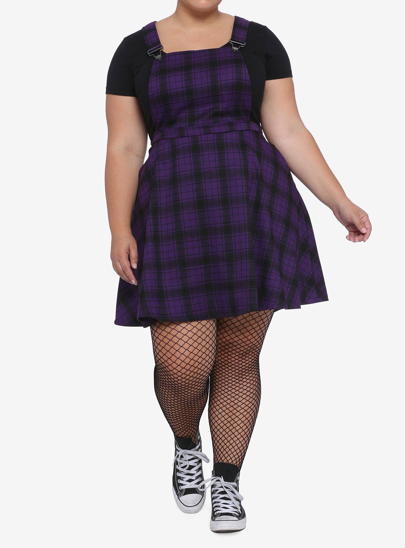 Black & Purple Plaid Skirtall Plus Size, PLAID - PURPLE, alternate