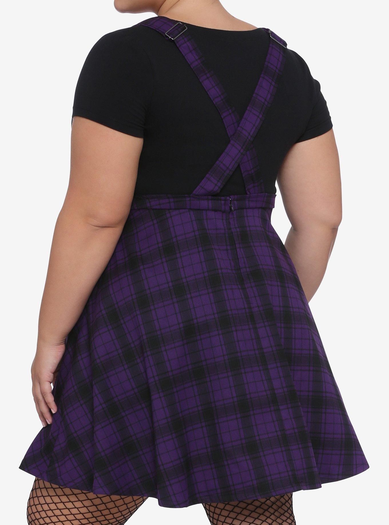 Black & Purple Plaid Skirtall Plus Size, PLAID - PURPLE, alternate