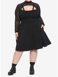 Mesh & Buckle Strap Dress Plus Size, BLACK, alternate