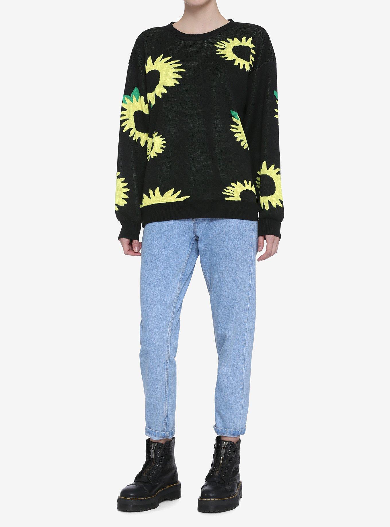 Daisy Street Sunflower Girls Sweater, BLACK, alternate