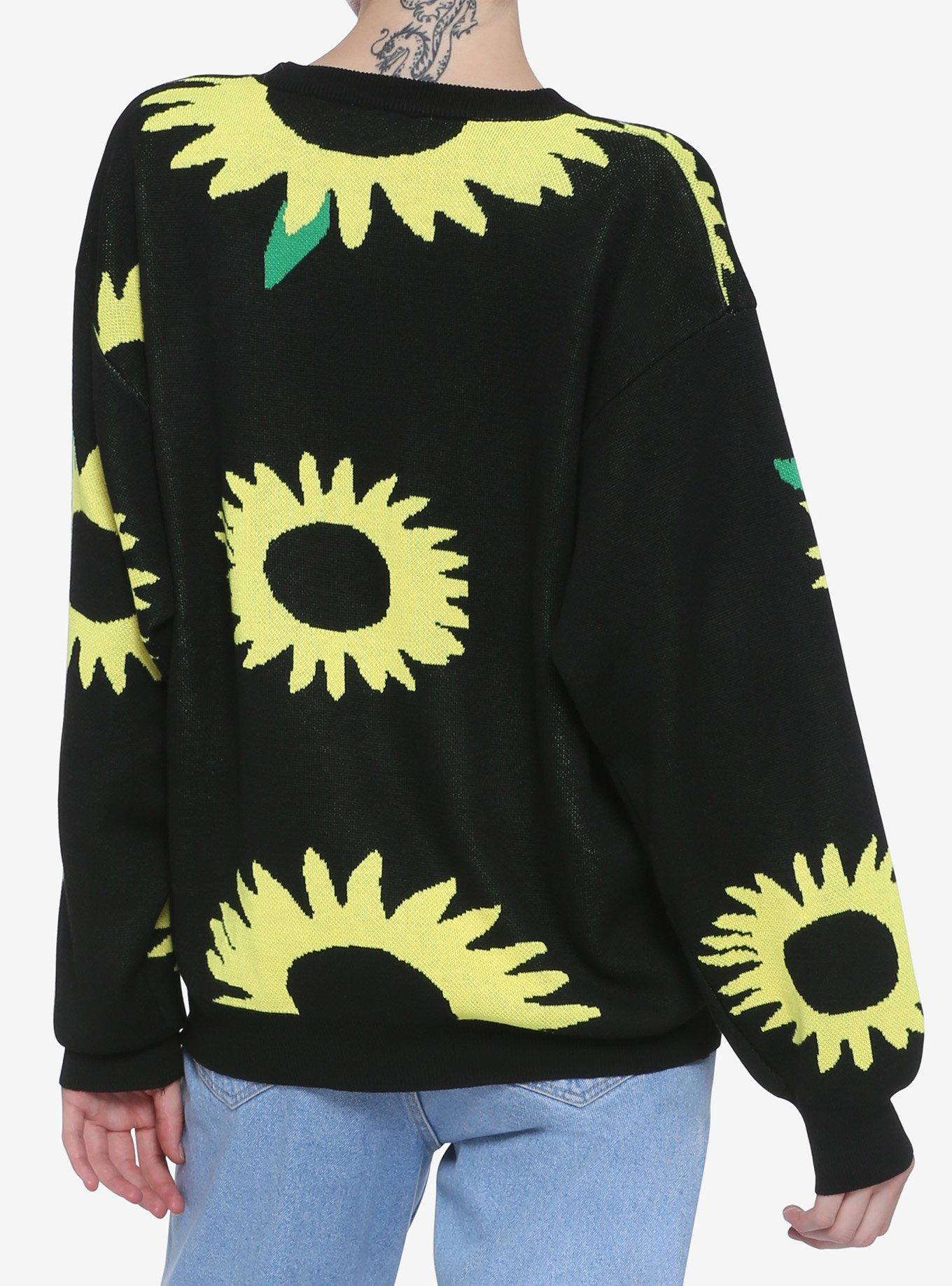 Daisy Street Sunflower Girls Sweater, BLACK, alternate