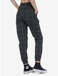 Black & Grey Plaid Cargo Pants, PLAID - GREY, alternate