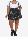 Black & White Bugs Suspender Skirt Plus Size, BLACK  WHITE, alternate