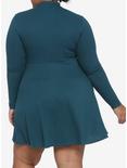 Teal Moon Cutout Mock Neck Long-Sleeve Dress Plus Size, GREEN, alternate
