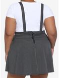 Black & White Pinstripe Suspender Skirt Plus Size, BLACK  WHITE, alternate