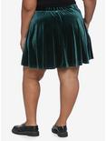 Green Velvet Skater Skirt Plus Size, GREEN, alternate