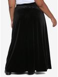 Black Velvet Button-Front Maxi Skirt Plus Size, BLACK, alternate