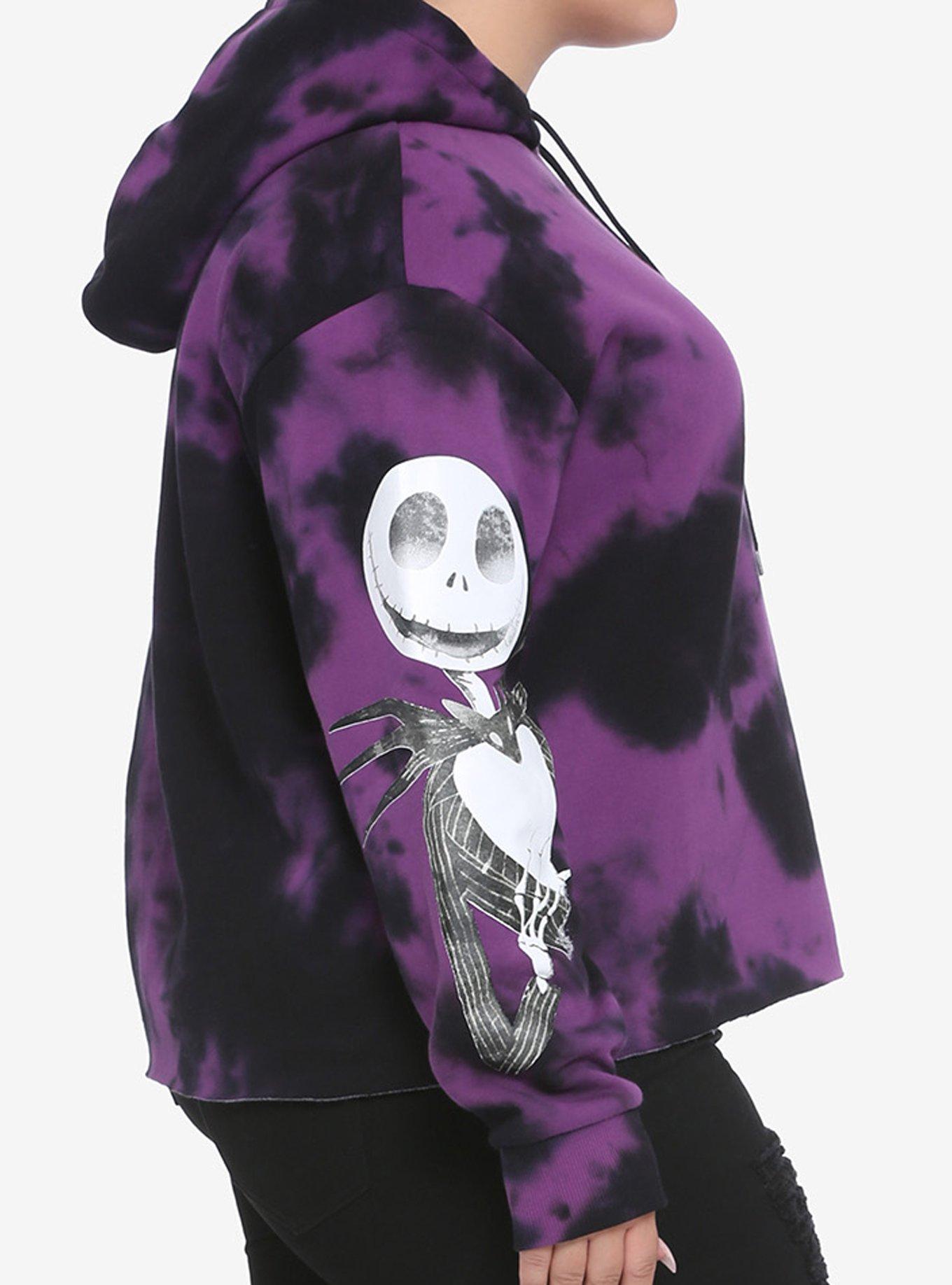 The Nightmare Before Christmas Jack & Sally Sleeve Tie-Dye Girls Hoodie Plus Size, MULTI, alternate