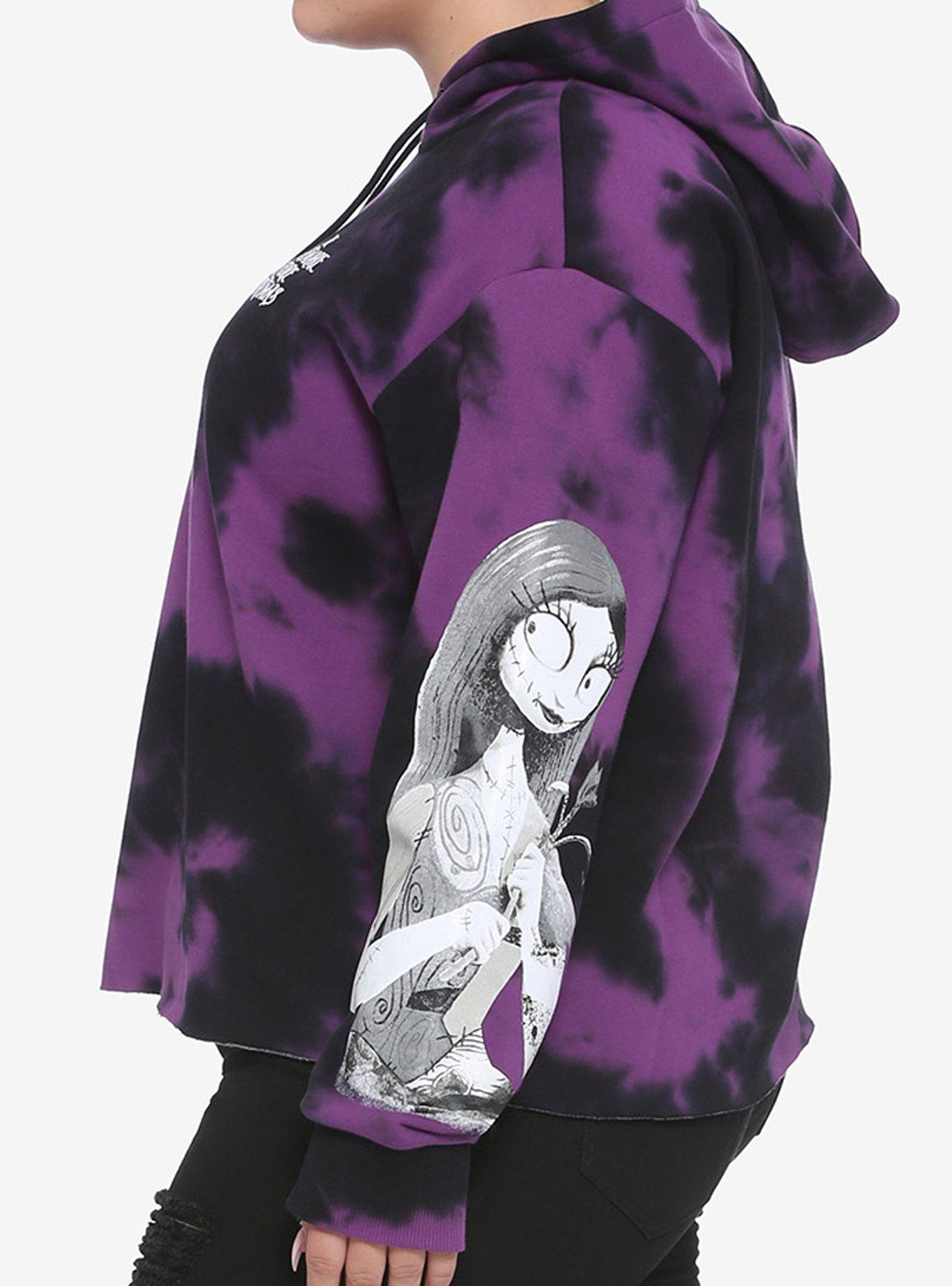 The Nightmare Before Christmas Jack & Sally Sleeve Tie-Dye Girls Hoodie Plus Size, MULTI, alternate