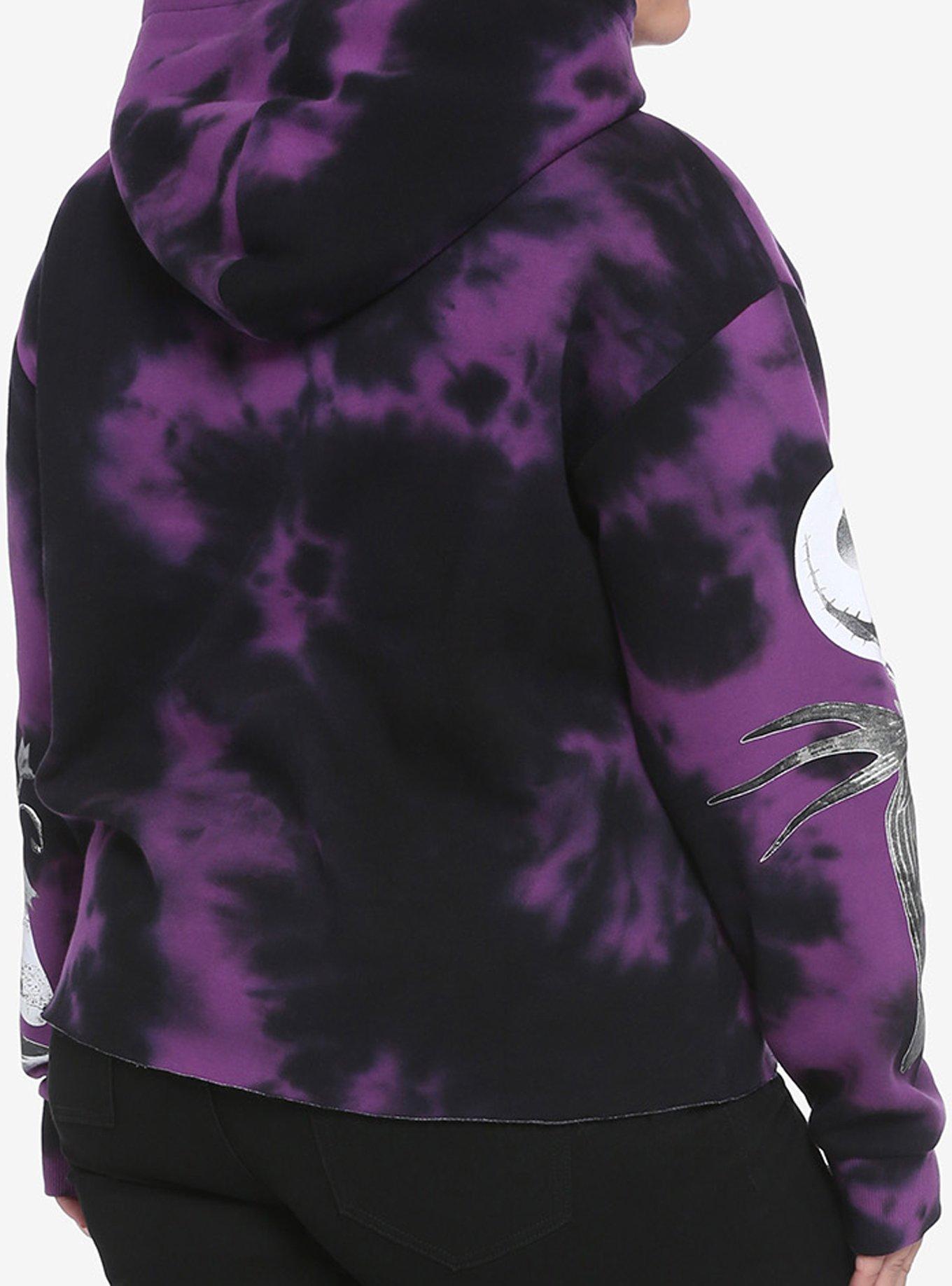 The Nightmare Before Christmas Jack & Sally Sleeve Tie-Dye Girls Hoodie Plus Size, MULTI, alternate