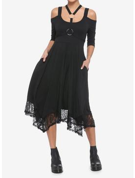Black Harness & Cold Shoulder Maxi Dress, , hi-res