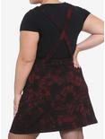 Black & Red Tie-Dye Denim Skirtall Plus Size, BLACK  RED, alternate