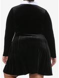 Black Velvet Keyhole Long-Sleeve Dress Plus Size, BLACK  WHITE, alternate
