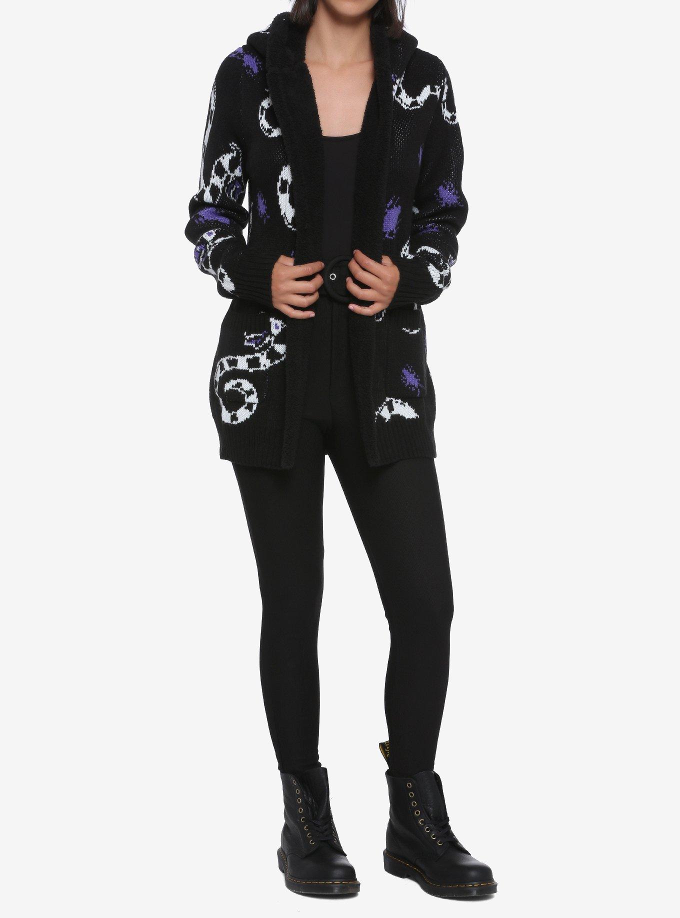 Beetlejuice Sandworm & Beetle Sherpa Girls Open Cardigan, MULTI, alternate