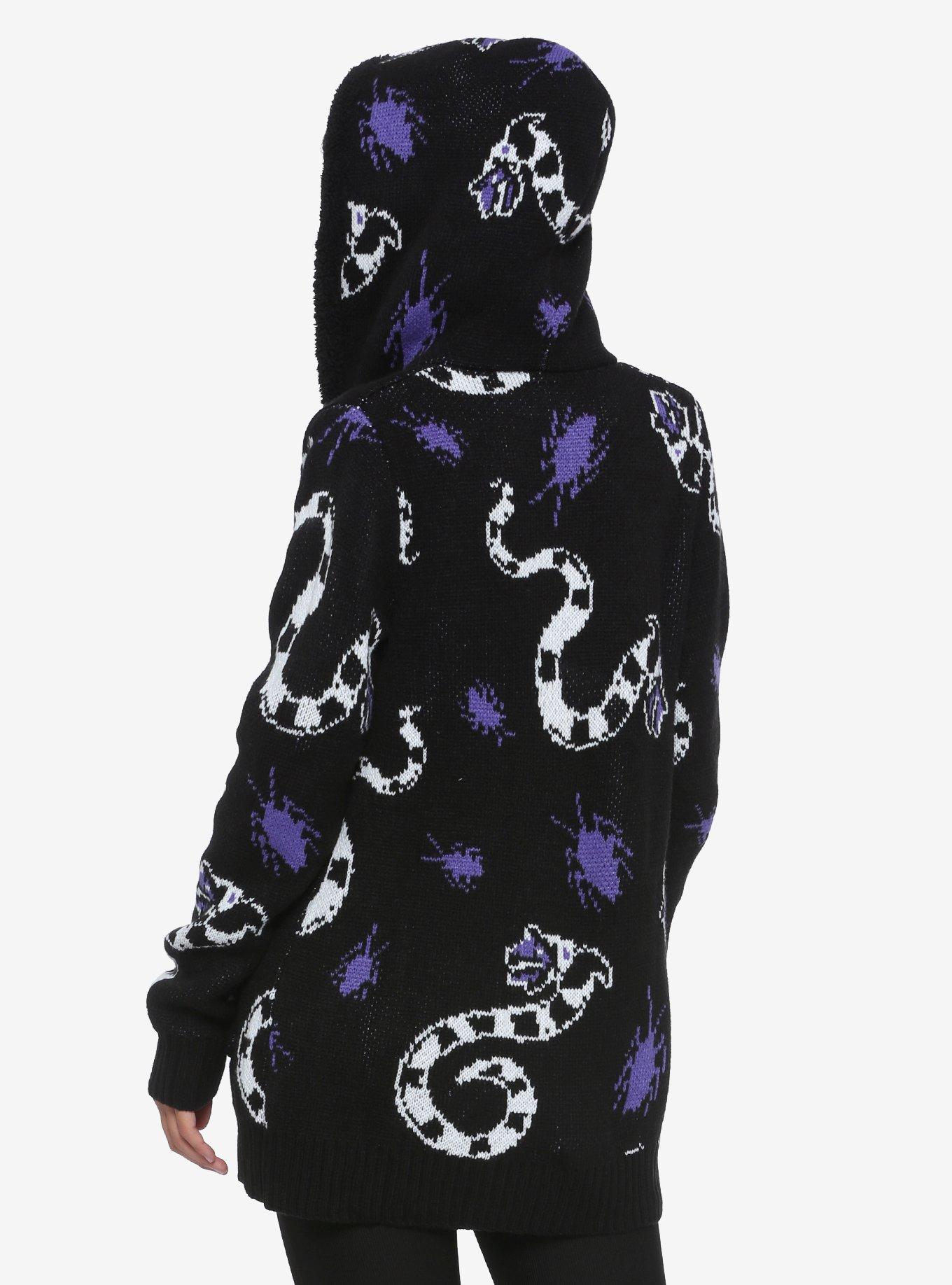 Beetlejuice Sandworm & Beetle Sherpa Girls Open Cardigan, MULTI, alternate