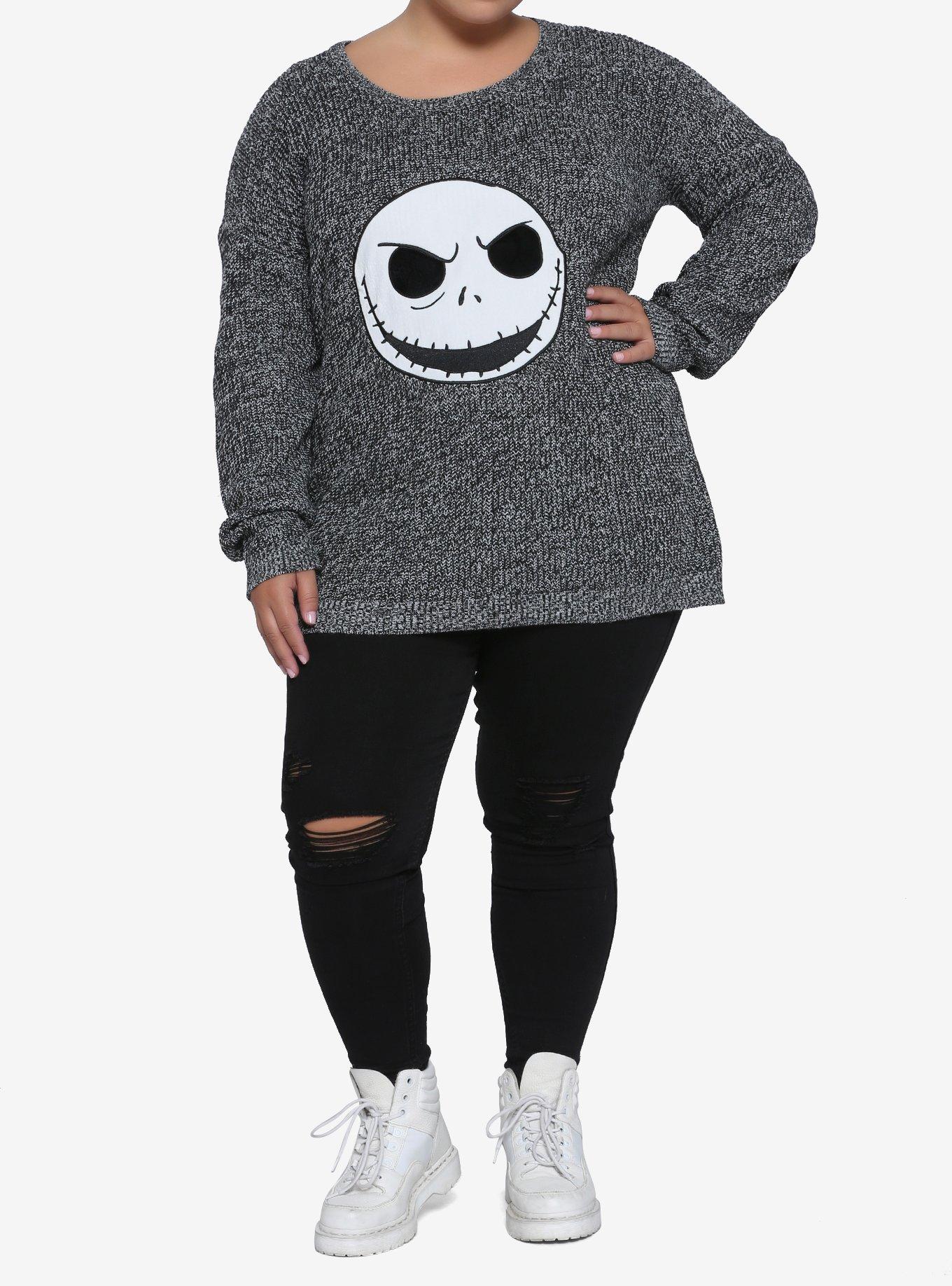 The Nightmare Before Jack Elbow Patch Girls Sweater Plus Size, MULTI, alternate