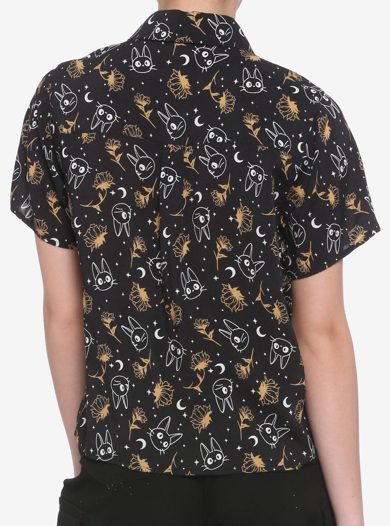 Her Universe Studio Ghibli Kiki's Delivery Service Jiji & Flowers Woven Button-Up, MULTI, alternate