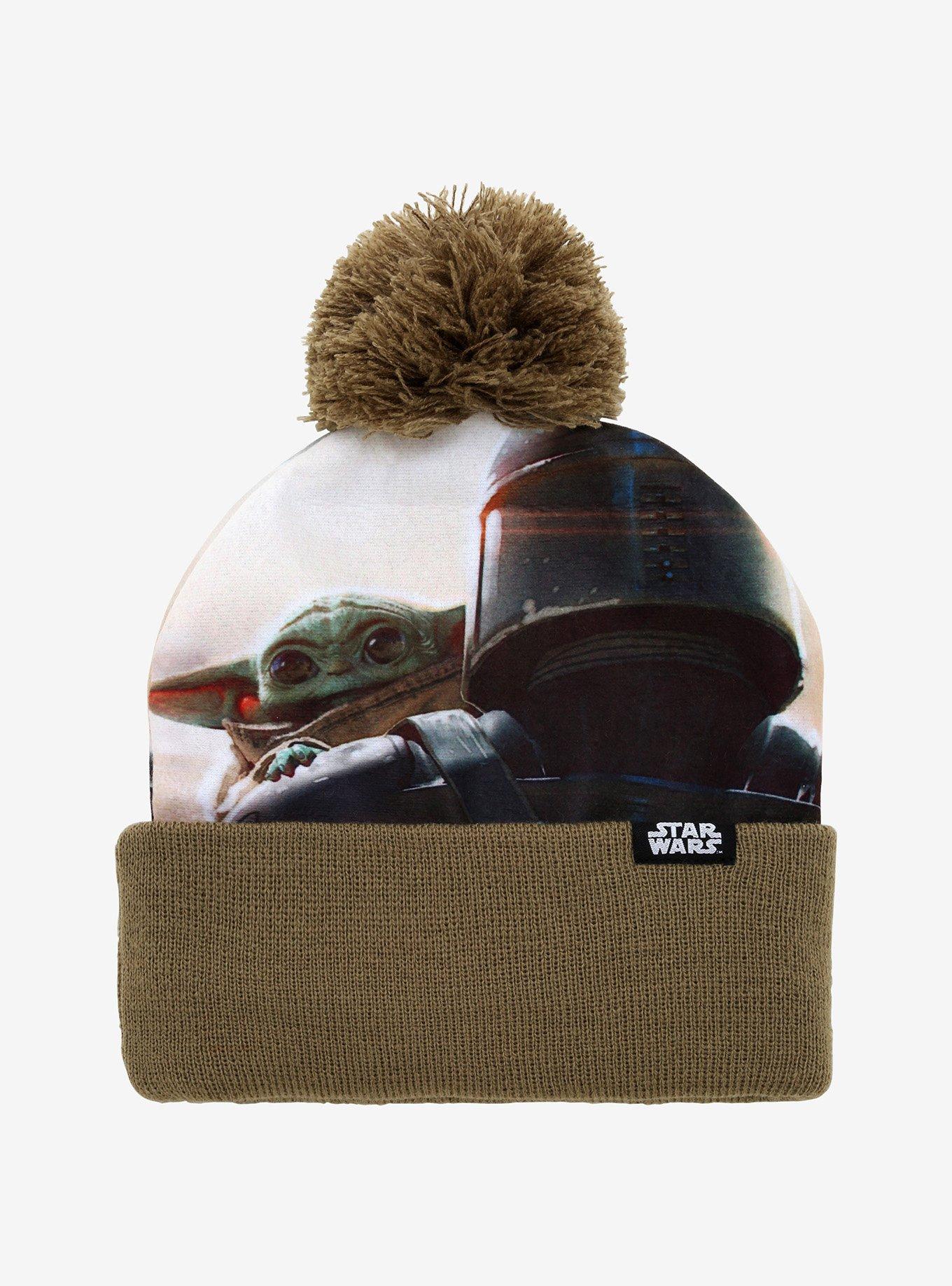 Star Wars The Mandalorian Mando & The Child Pom Watchman Beanie, , alternate