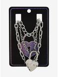 Heart Padlock Silver Chain Necklace Set, , alternate