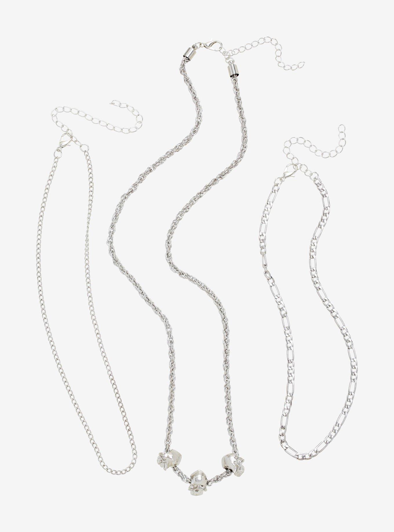 Skull Chain Necklace Set, , alternate