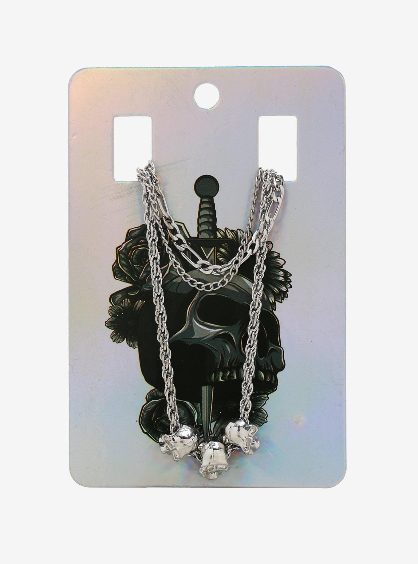 Skull Chain Necklace Set, , alternate