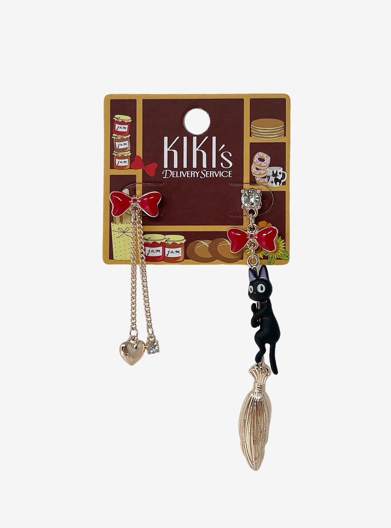 Studio Ghibli Kiki's Delivery Service Jiji & Broom Mismatch Earring Set, , alternate