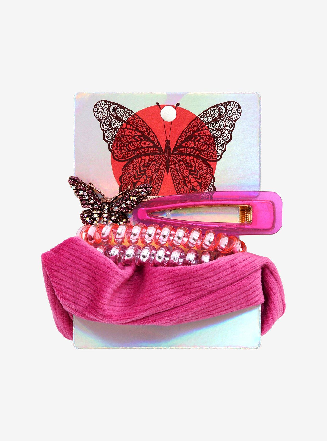 Pink Butterfly Hair Accessory Set, , alternate