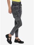 Black Washed Pockets & Chains Skinny Jeans, BLACK, alternate