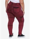 Pockets & Chains Red Washed Skinny Jeans Plus Size, RED, alternate