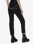 Double Gold Chain & Distressed Straight Leg Black Jeans, BLACK, alternate