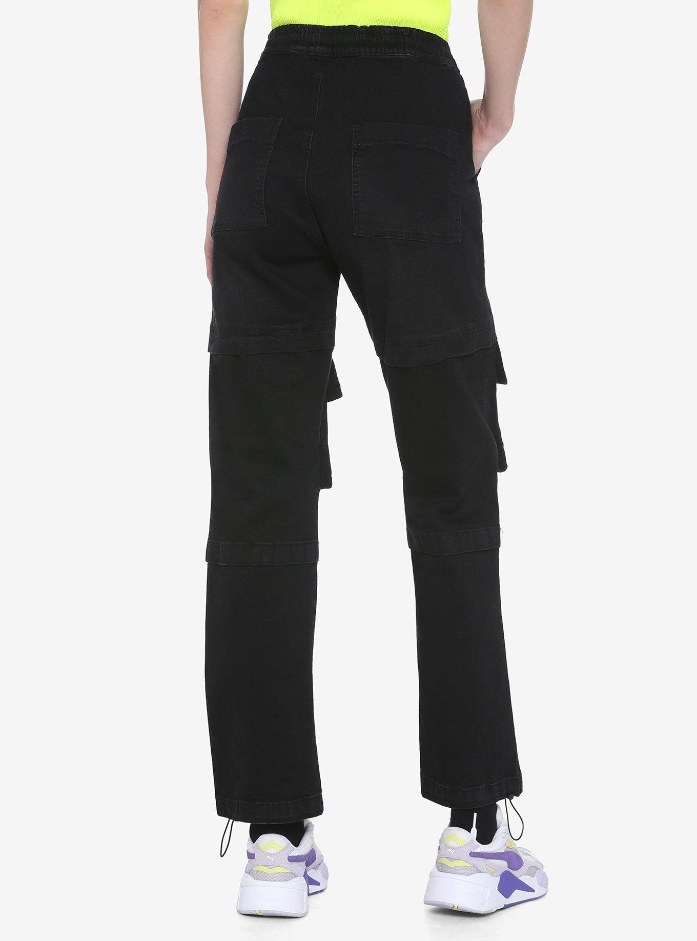 Black Zipper Pocket Jogger Pants, BLACK, alternate