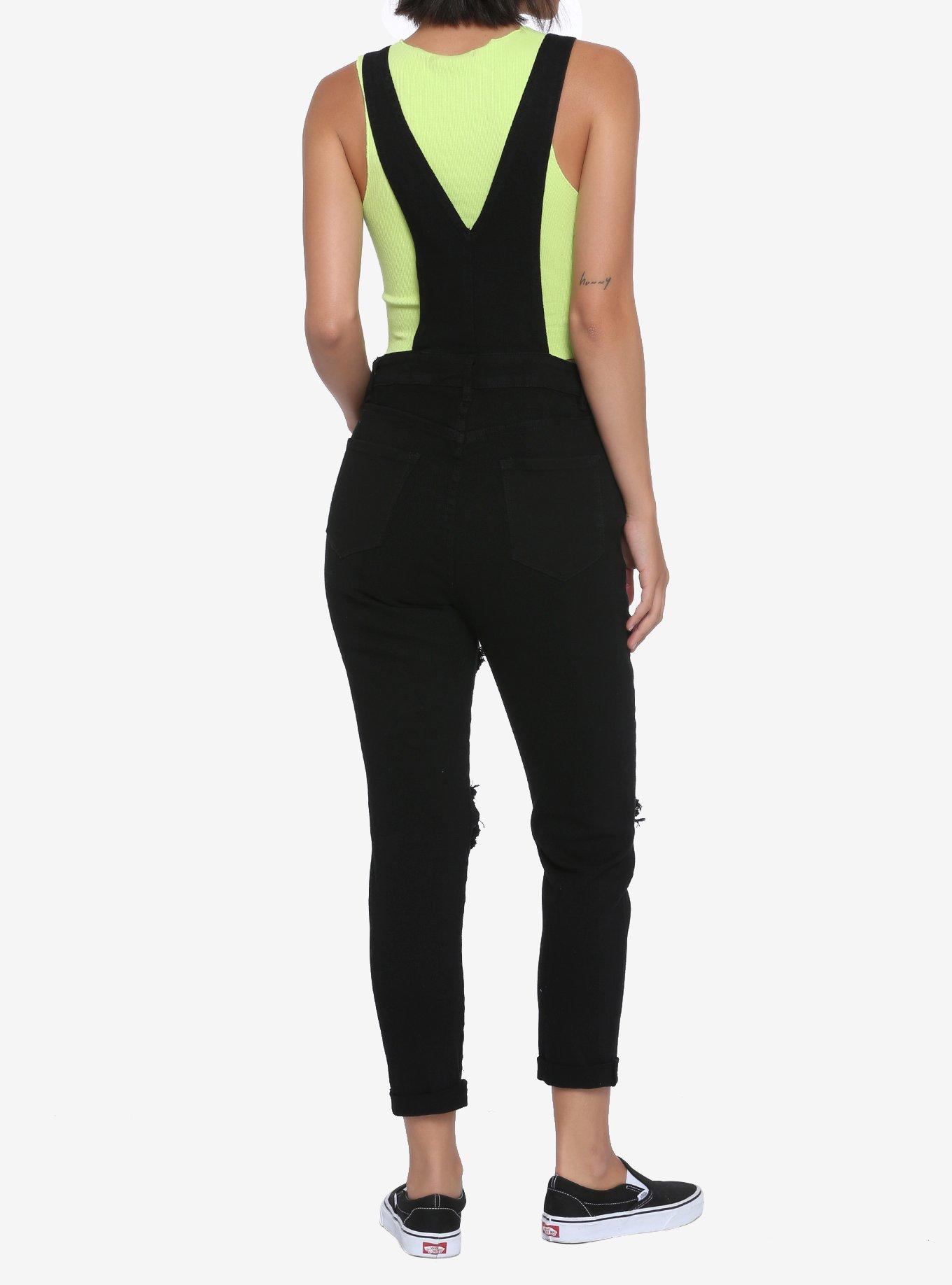 Black Destructed Overalls, BLACK, alternate