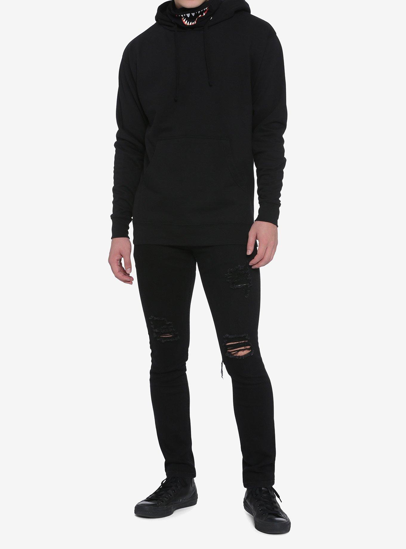 Teeth Mask Hoodie, BLACK, alternate