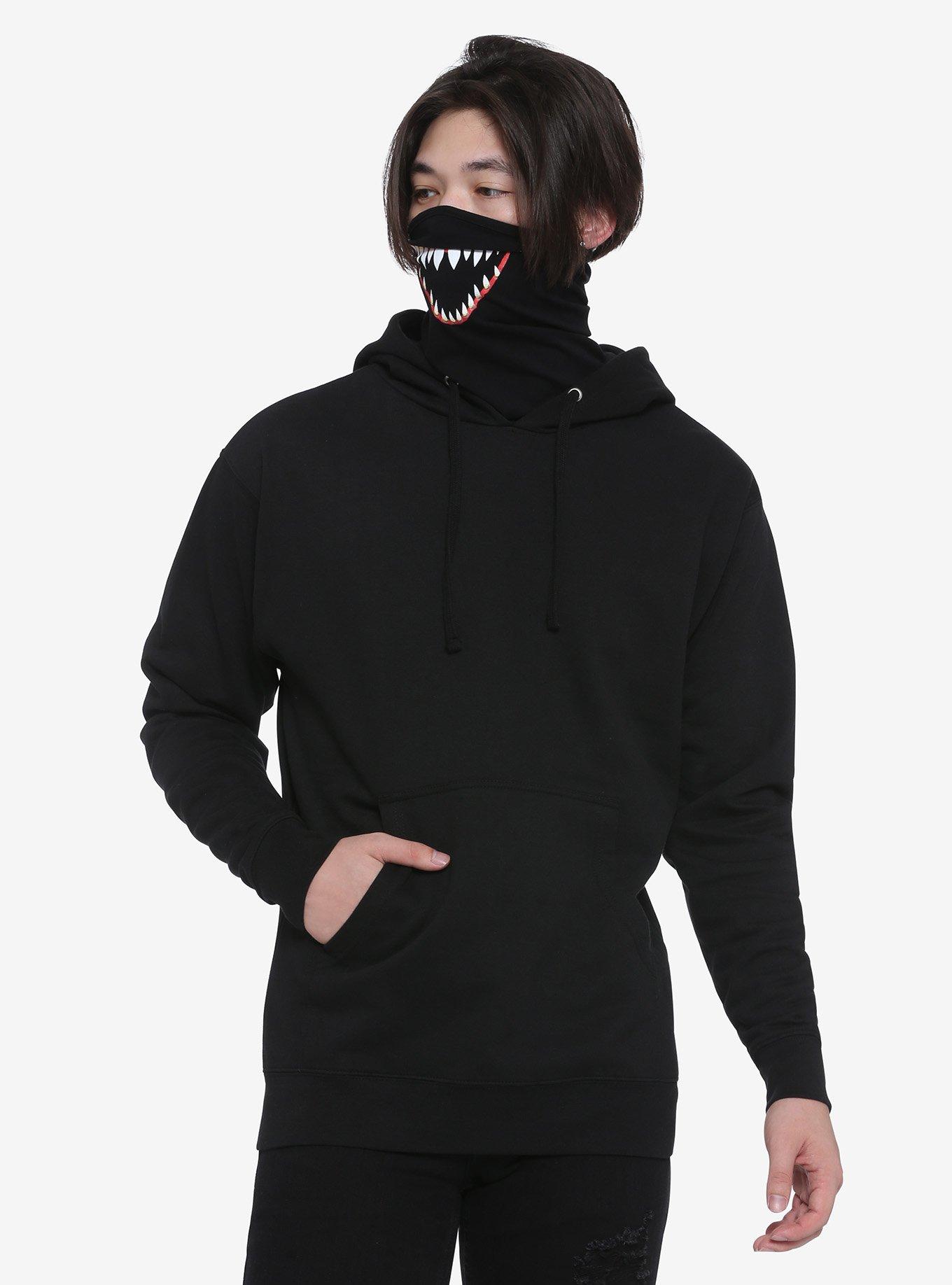 Teeth Mask Hoodie, BLACK, alternate