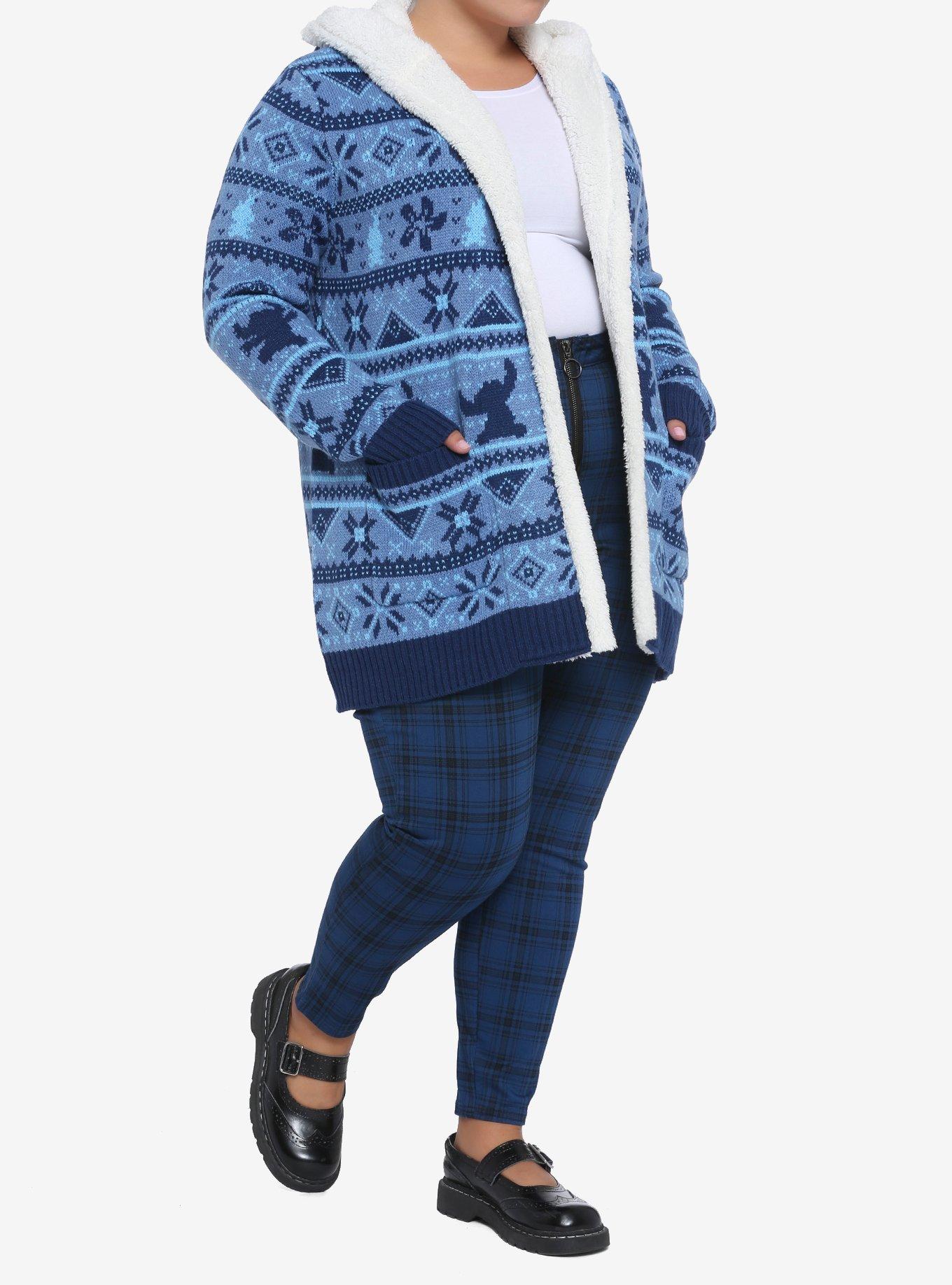 Disney Lilo & Stitch Fair Isle Sherpa Open Cardigan Plus Size, MULTI, alternate